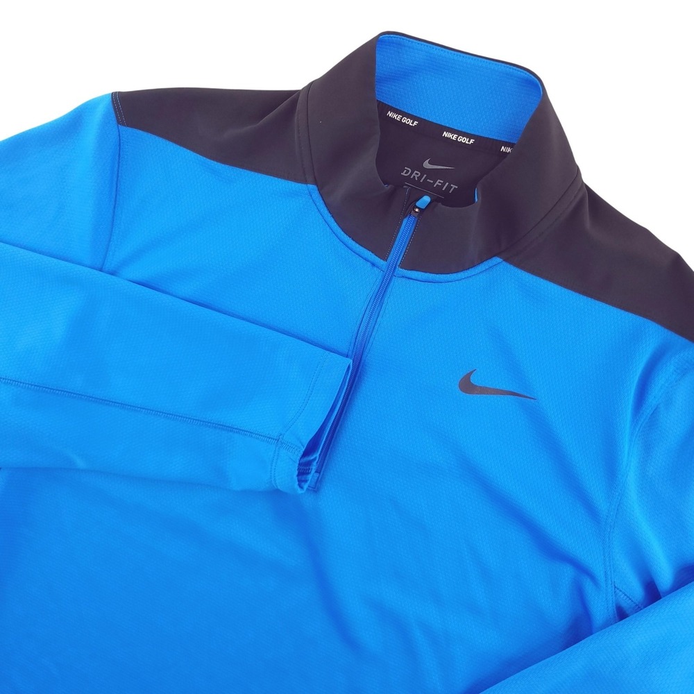 Nike Golf Dri-FIT Pullover Mens Large Blue 1/4 Zip Long Sleeve Golf Top Athletic